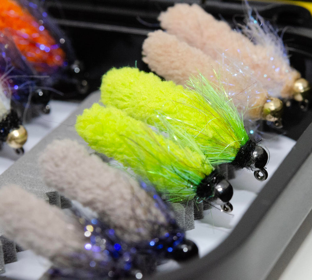 Outdoor Planet Tungsten Bead Mop Flies designed for fast sinking in currents.