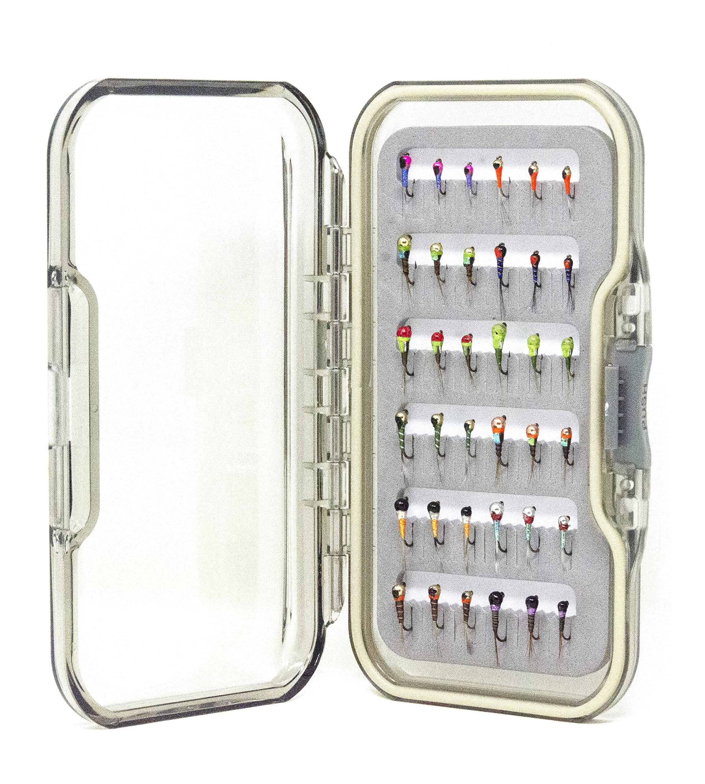 Outdoor Planet waterproof fly box keeps flies organized and protected.