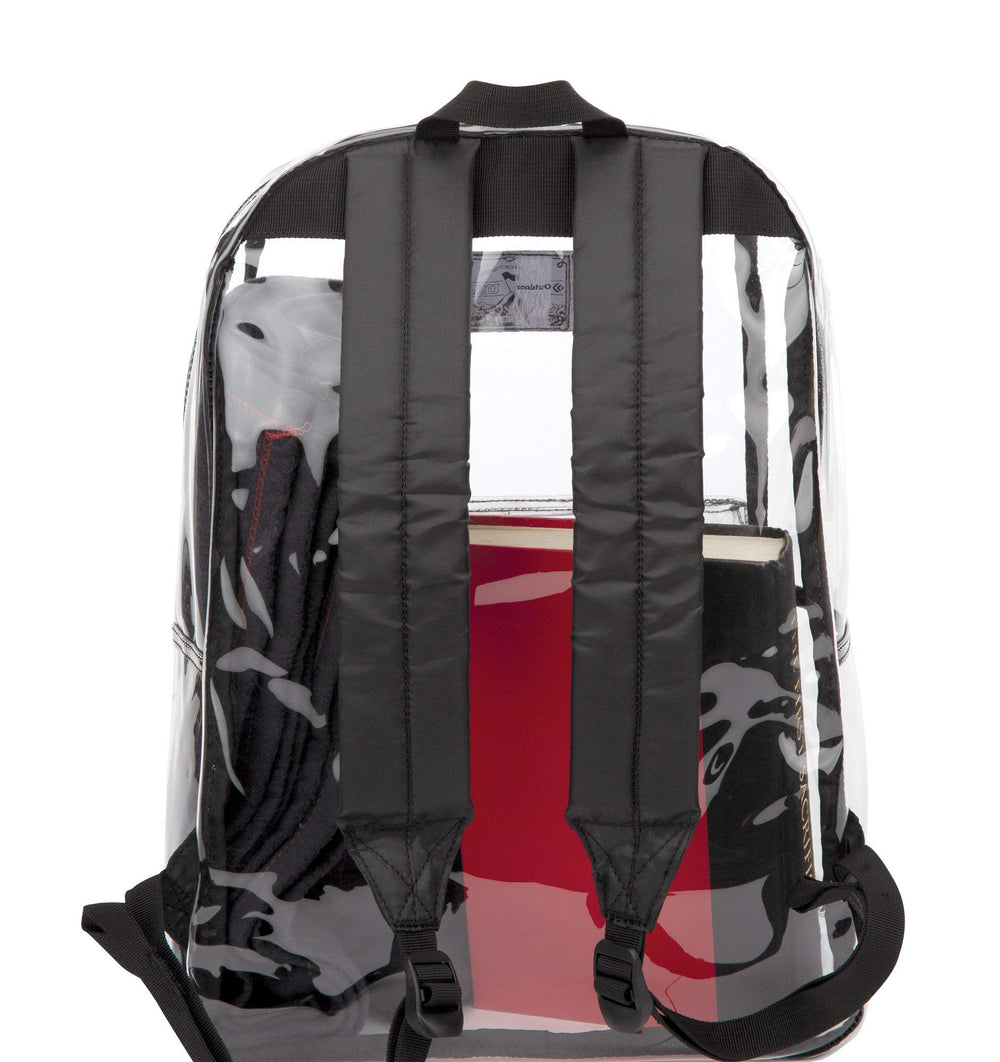 Outdoor Products Clear Pass Daypack black front view, lightweight design for daily use.