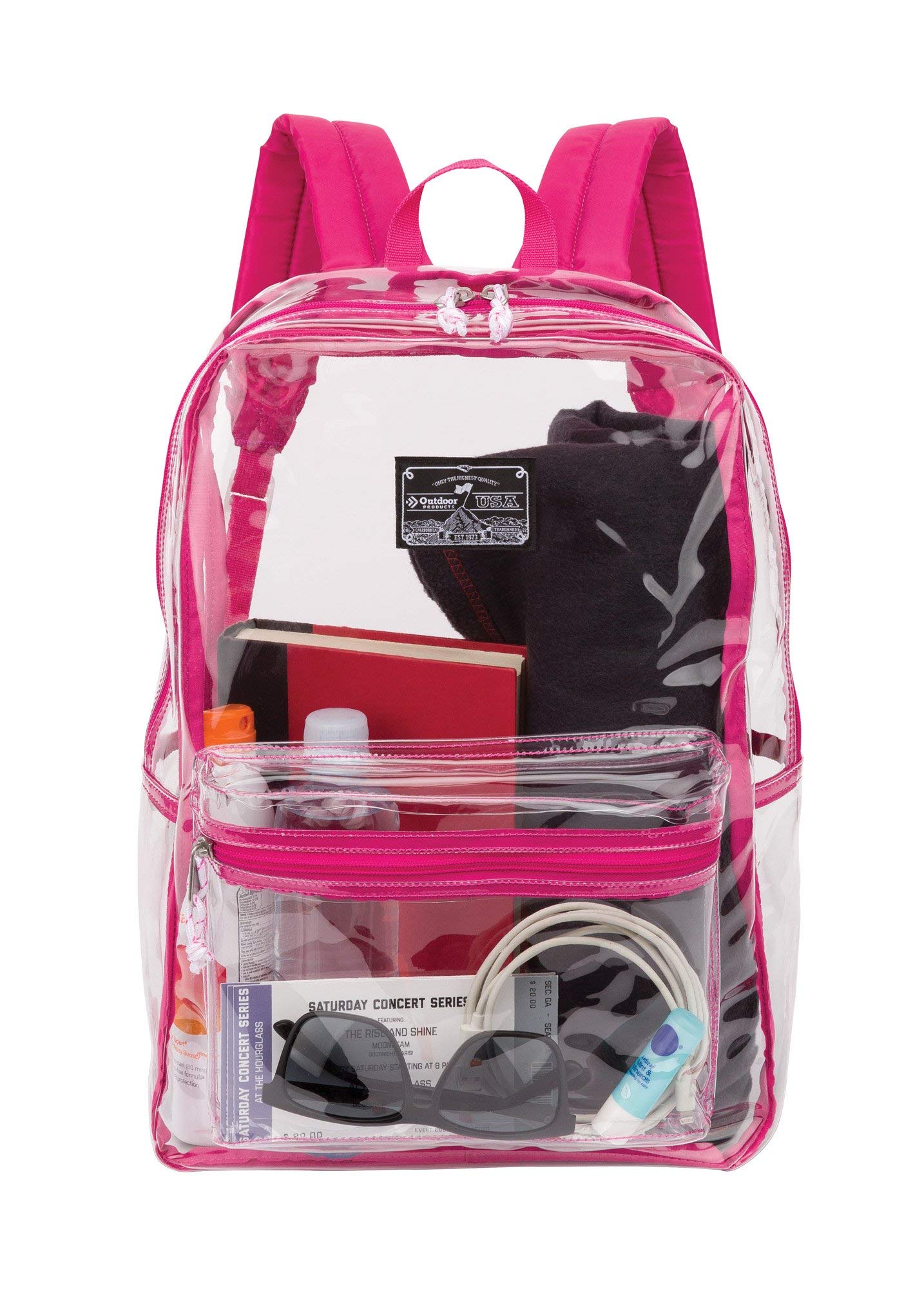 Outdoor Products Clear Pass Daypack black storage compartments, organized space for school or travel.