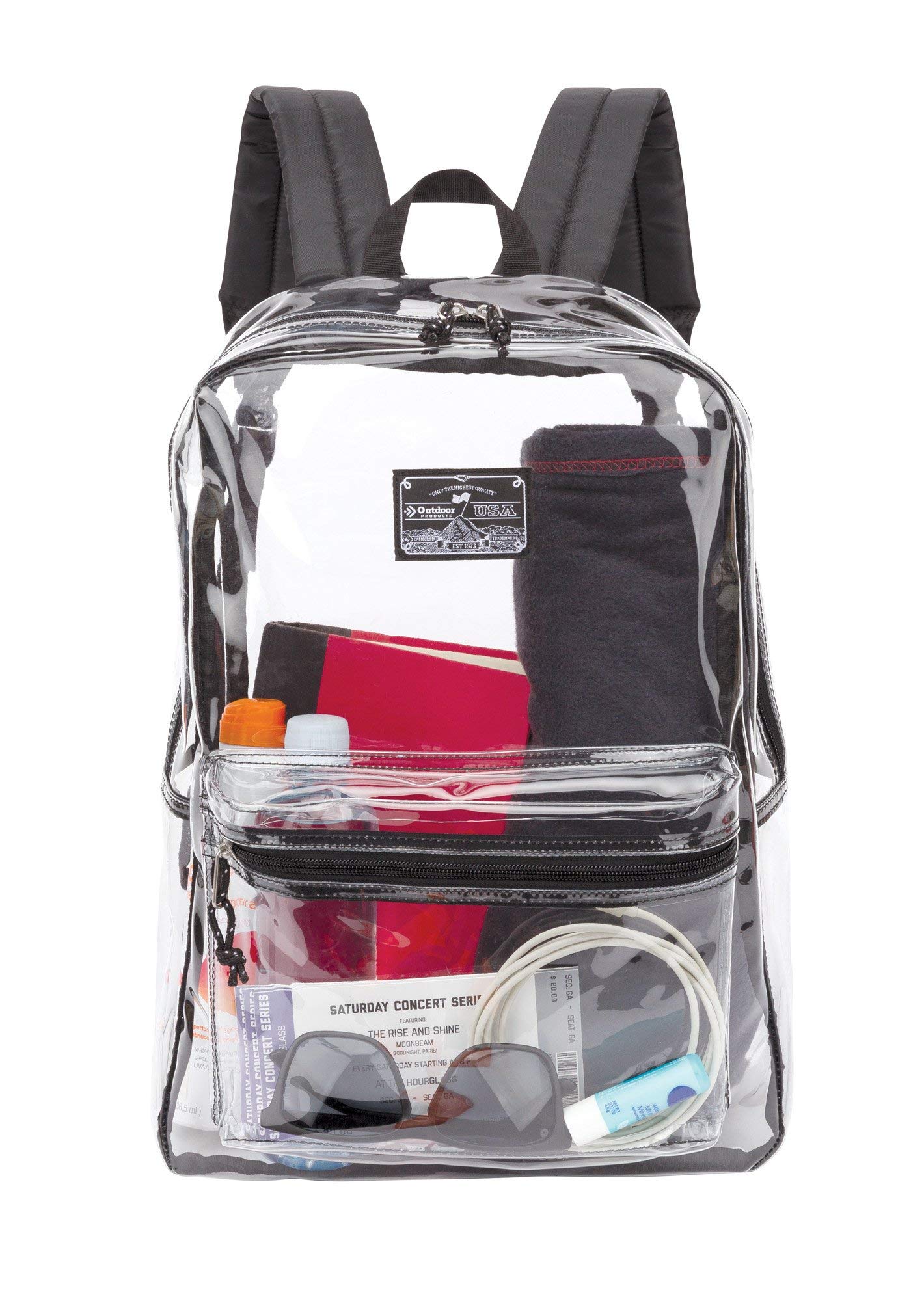 Outdoor Products Clear Pass Daypack pink peacock zipper detail, heavy duty zippers for secure closure.