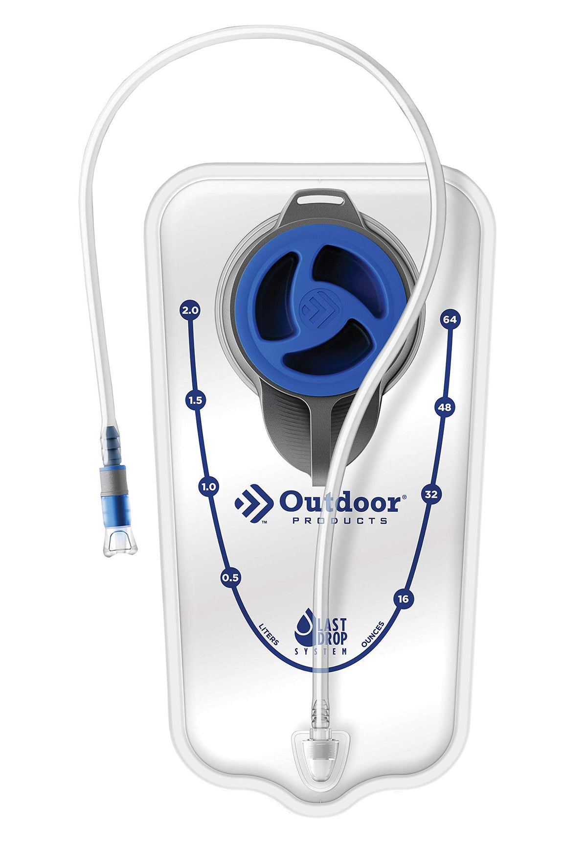 Outdoor Products Cyclone 2L reservoir with hose and bite valve for easy hydration on hikes