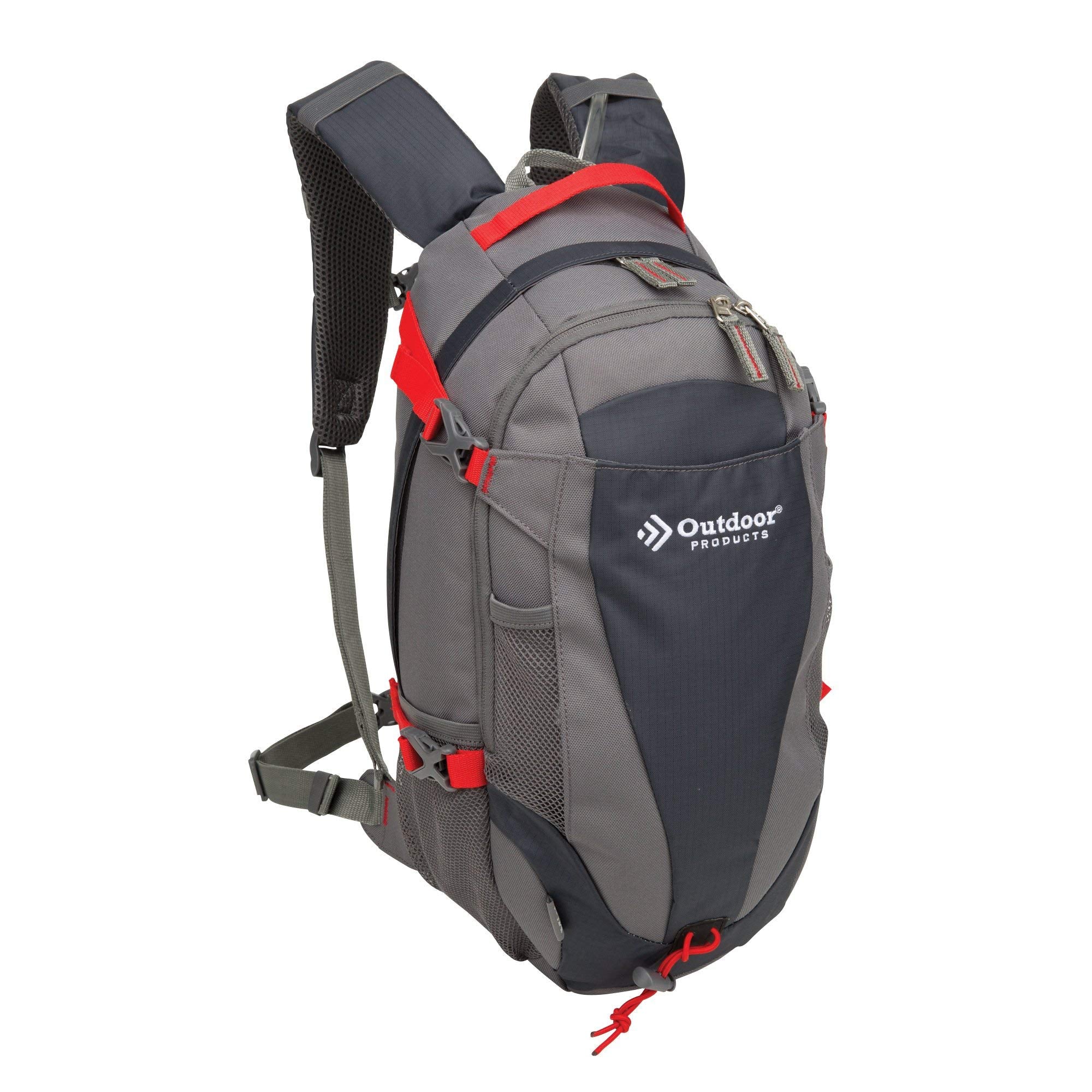 Outdoor Products Mist Hydration Pack front view shows accessible pockets for quick gear access.