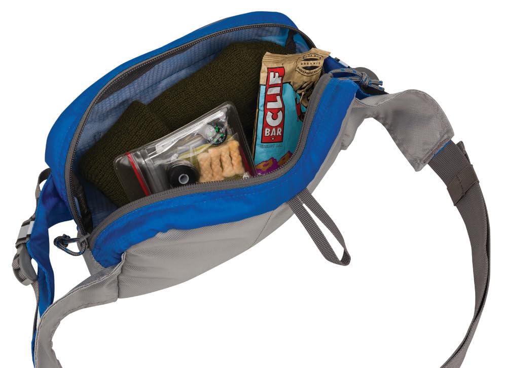 Outdoor Products Roadrunner waist pack back view shows adjustable strap.