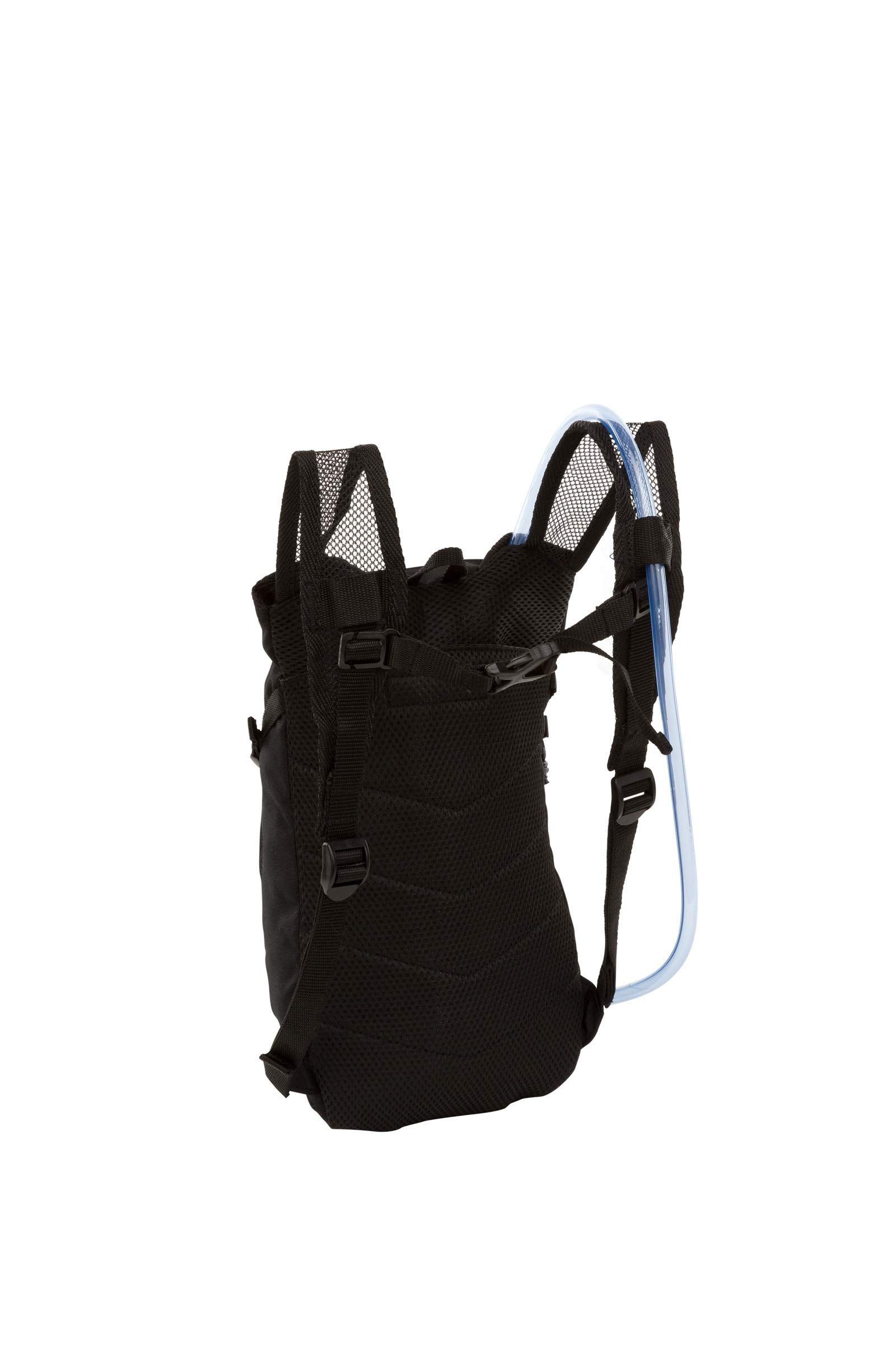 Outdoor Products Tadpole hydration pack back view with breathable straps for comfort