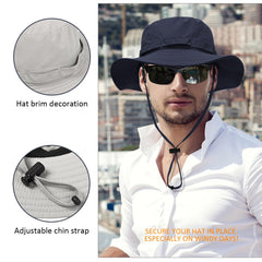 Close-up of waterproof quick-drying fabric and adjustable chin strap