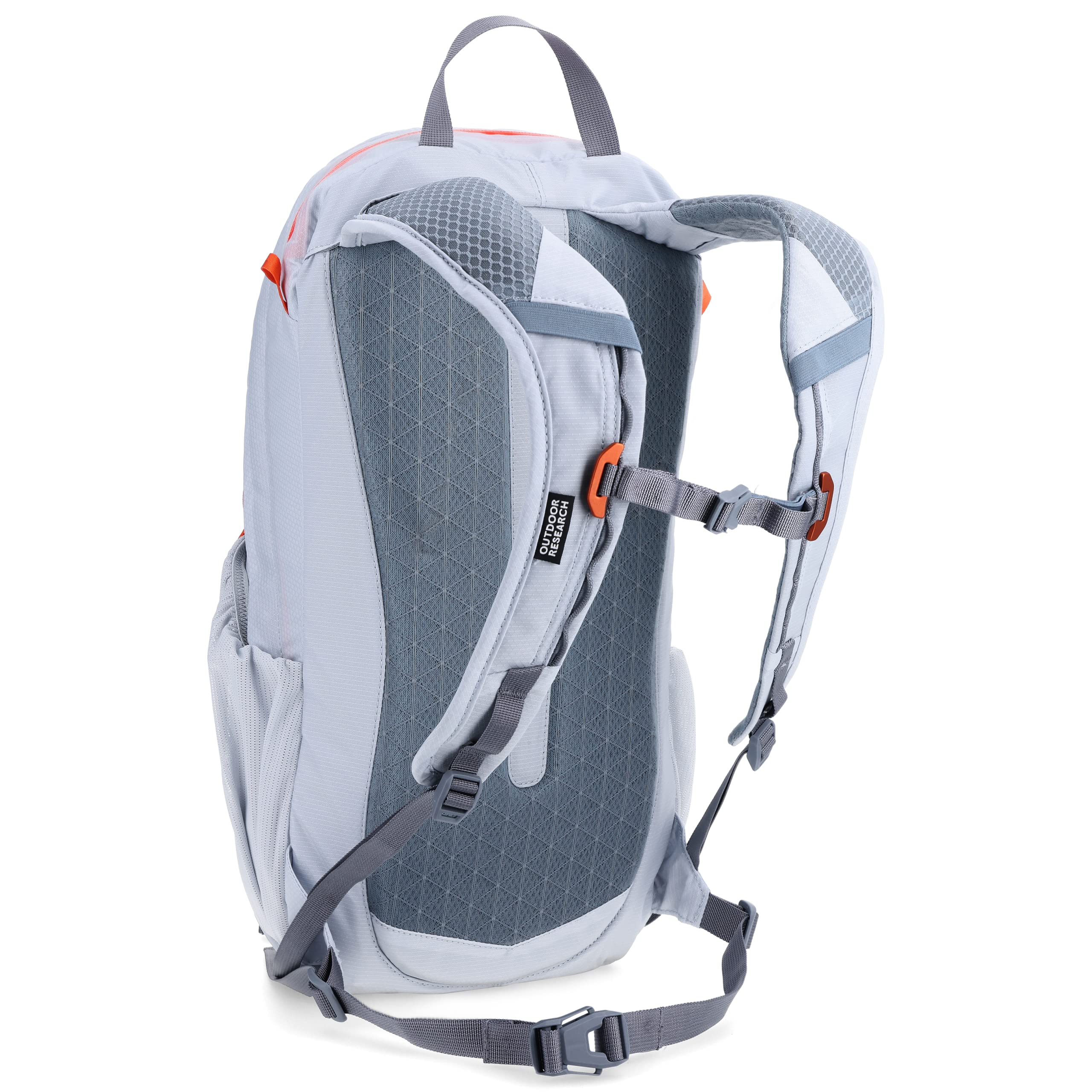 Outdoor Research Adrenaline Day Pack 20L titanium side view with external water bottle pockets