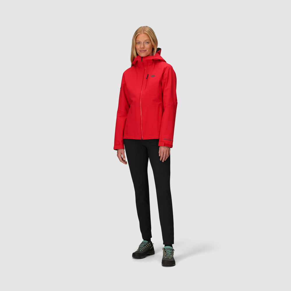 Outdoor Research Aspire 3L fabric shows recycled nylon stretch and seam-taped durability