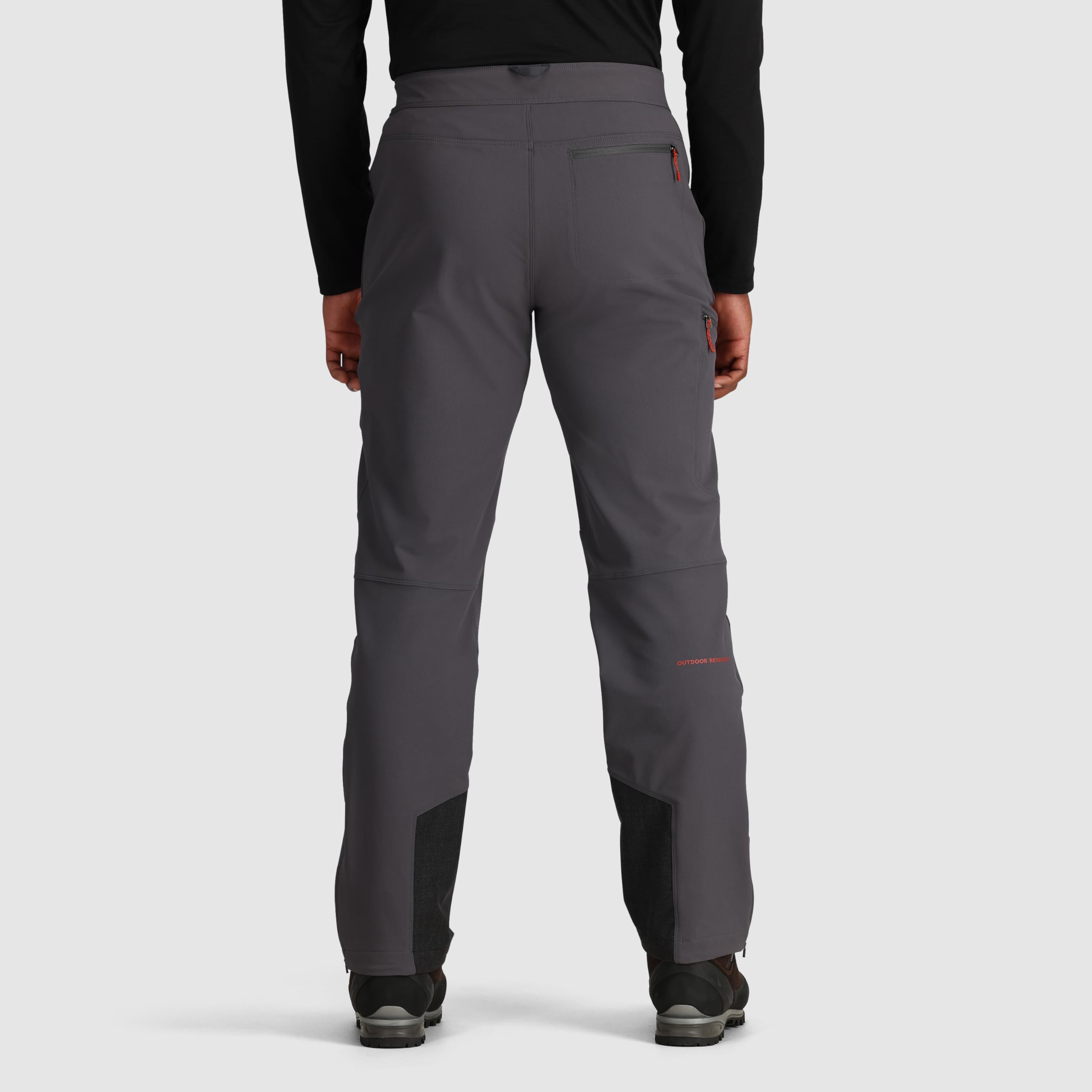 Outdoor Research Cirque III pants waistband detail showing adjustable fit for comfortable motion.