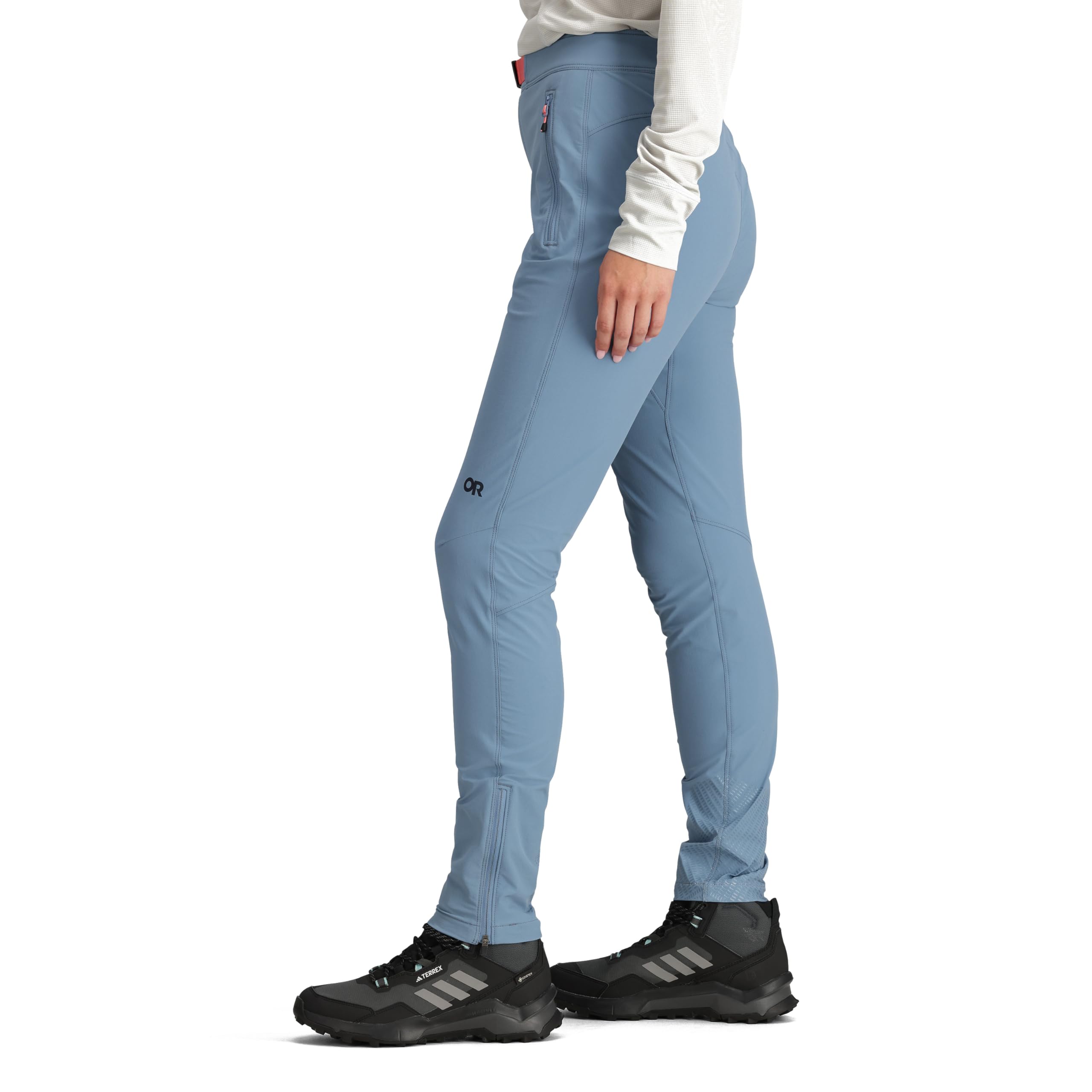 Integrated belt on Outdoor Research Cirque Lite pants for secure adjustable fit