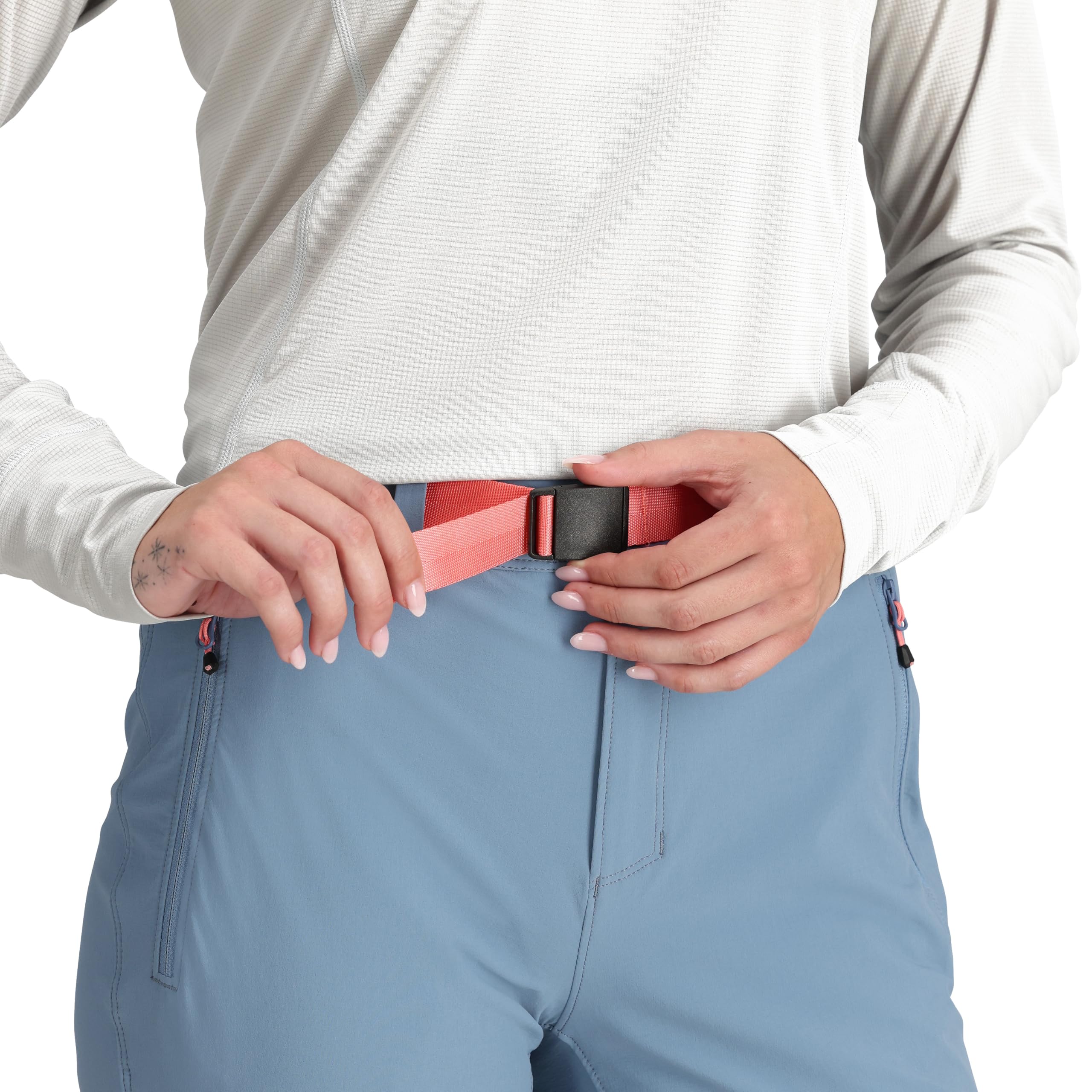 Stretch panels on Outdoor Research Cirque Lite pants enabling unrestricted movement