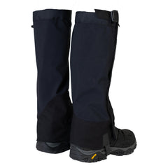 Outdoor Research Crocodile gaiters in use on rugged boots for abrasion resistance.
