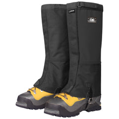 Outdoor Research Expedition Crocodile gaiters with front-closure—protect boots in rugged terrain.