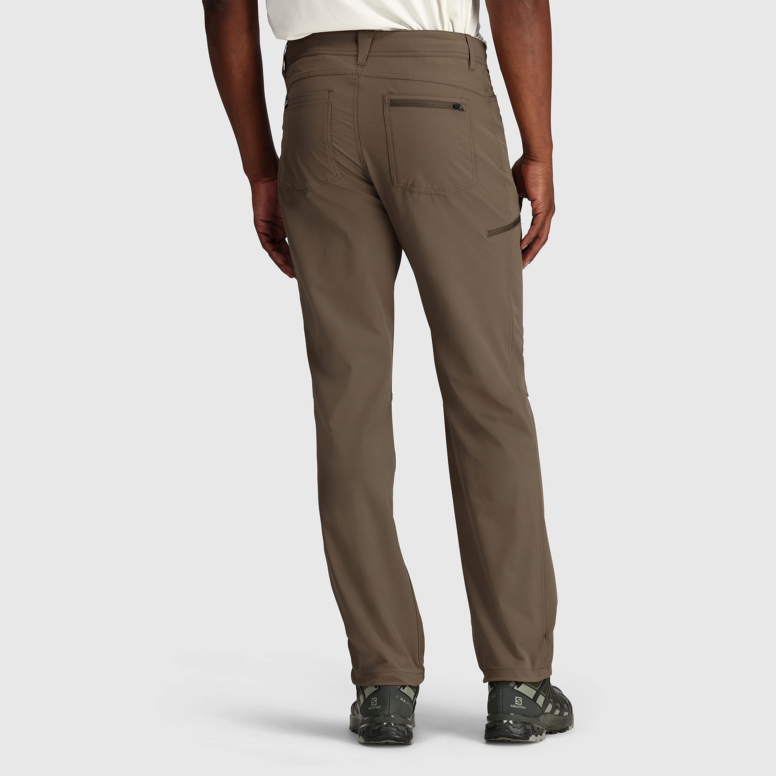Outdoor Research Ferrosi pants waist area shows secure belt loop and fly