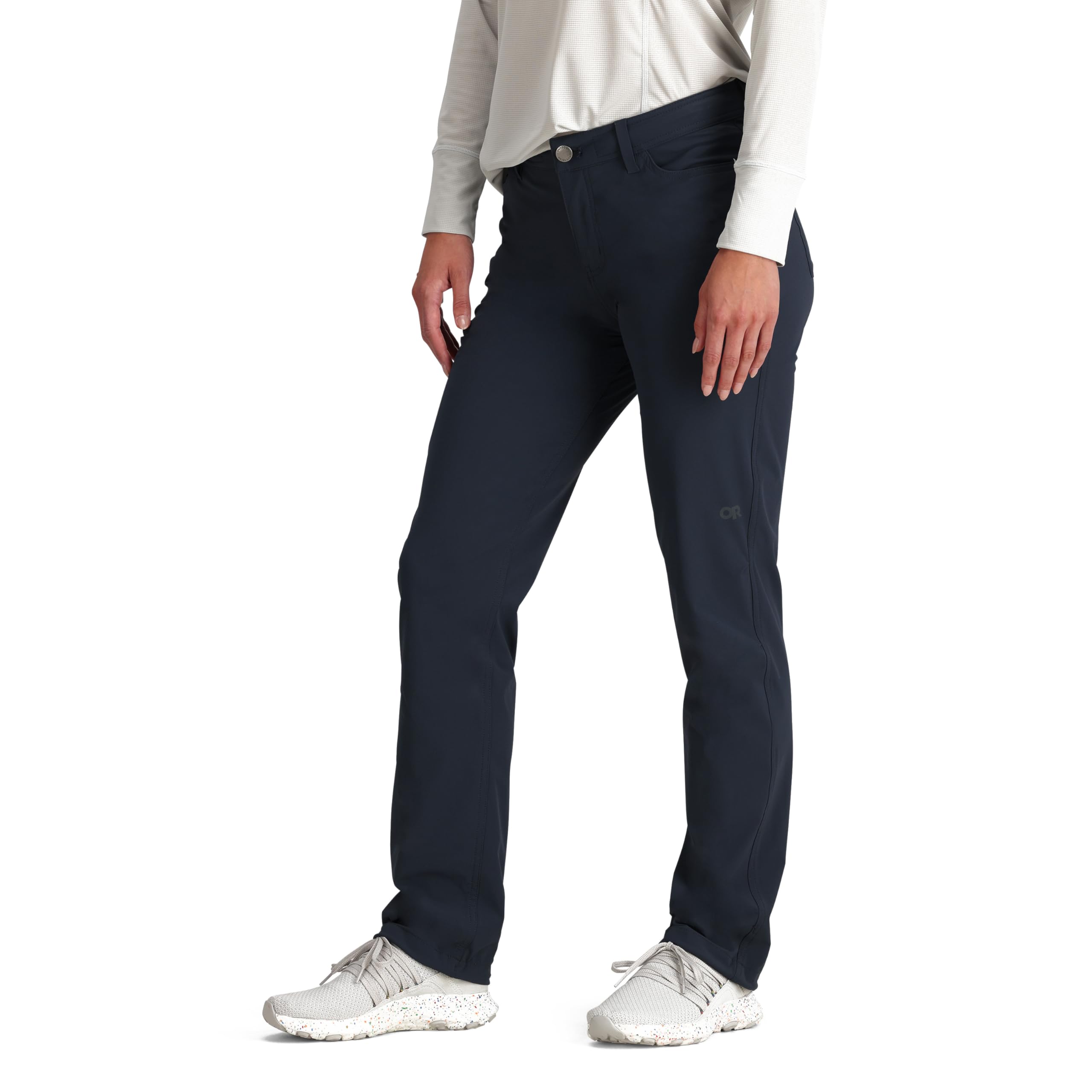 Outdoor Research Ferrosi pants waist closure detail for secure fit on climbs