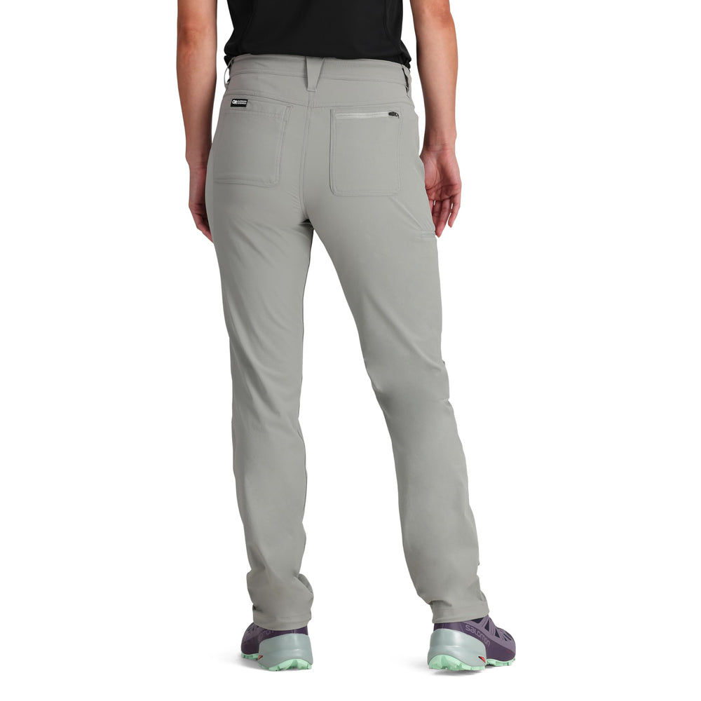Outdoor Research Ferrosi Pants short inseam side view; durable weave supports movement on trails