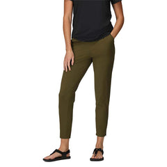 Outdoor Research Ferrosi Transit Pants in dark olive on trail, breathable for all-day hiking.