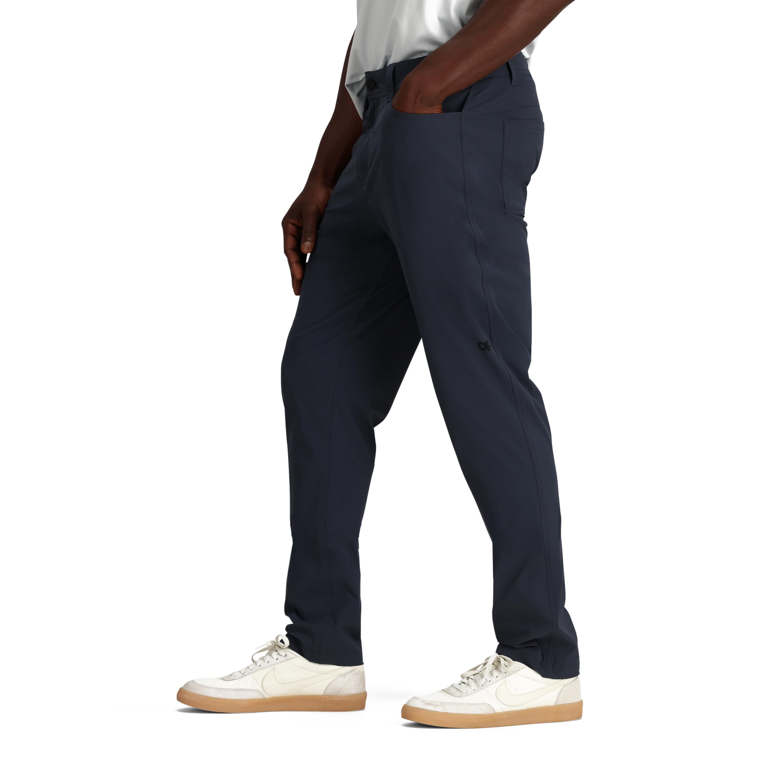 Outdoor Research Ferrosi Transit Pants worn during travel on urban trails.