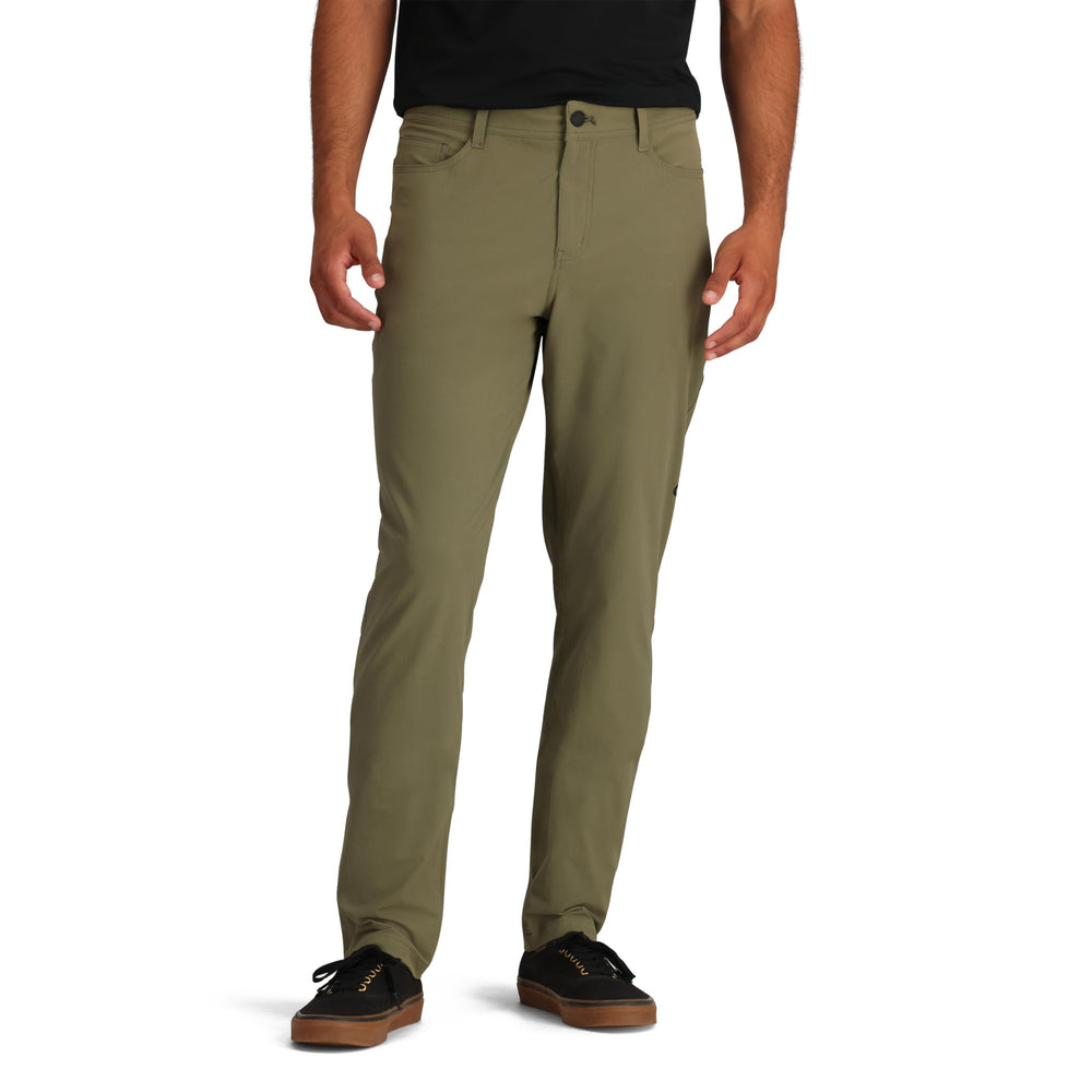 Outdoor Research Ferrosi Transit Pants worn on trail show durable fabric for hikes.