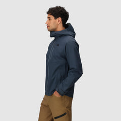 Outdoor Research Foray 3L jacket hood up shields against wind