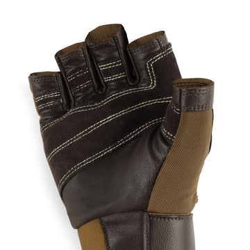 Outdoor Research Fossil Rock II gloves coyote chocolate closeup shows durable palm
