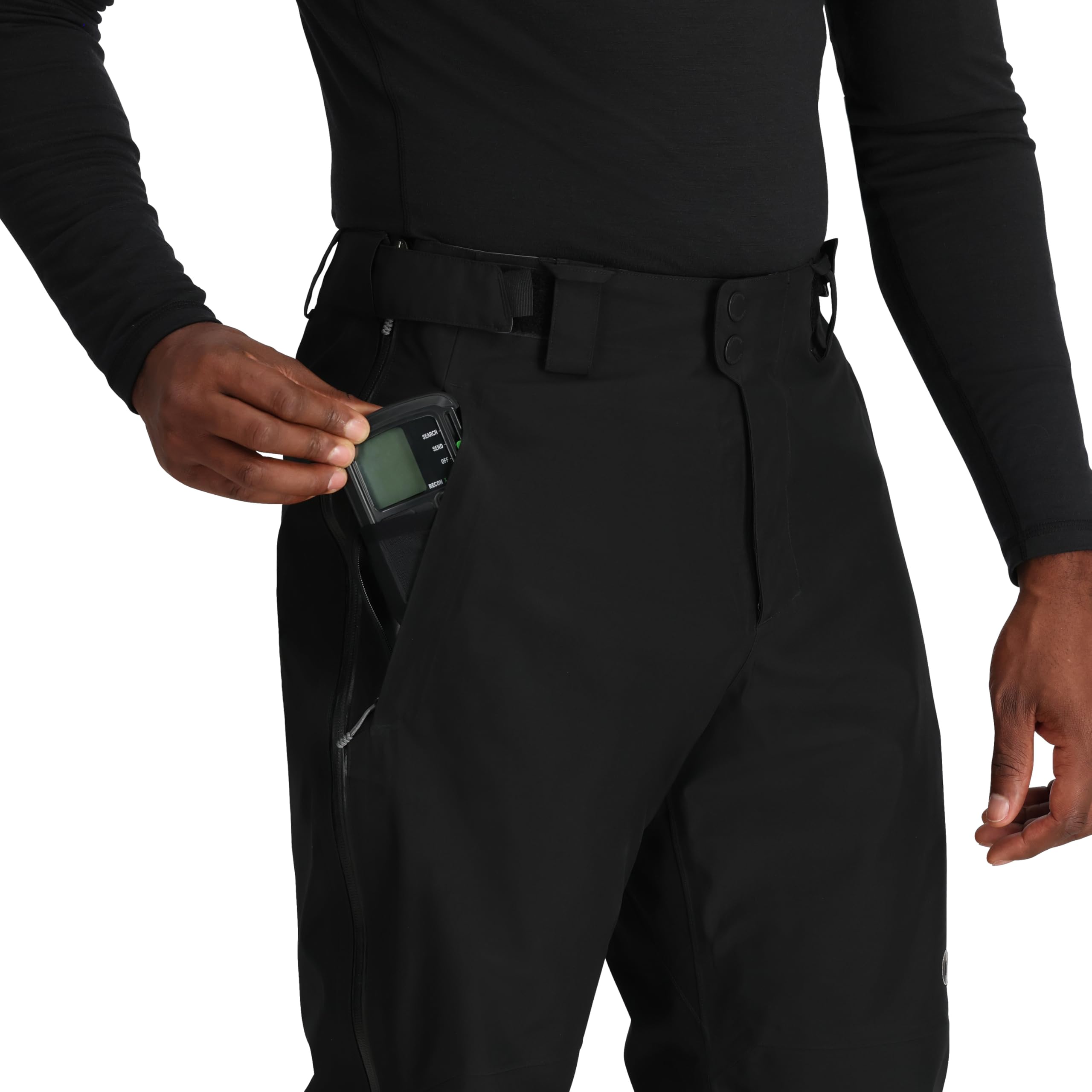 Outdoor Research Headwall Gore-Tex 3L pants pocket closure for secure storage