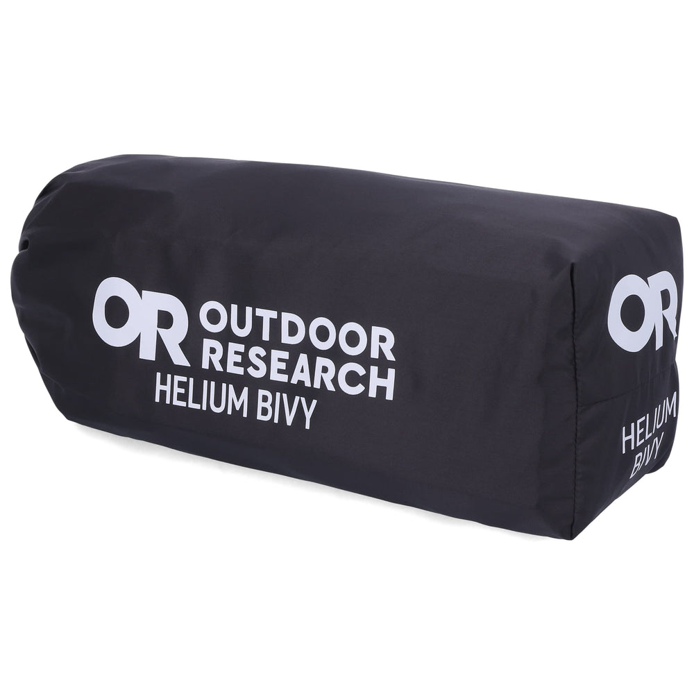 Outdoor Research Helium Bivy slate in-use setup for quick night shelter