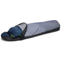 Outdoor Research Helium Bivy slate side angle highlighting waterproof breathable protection