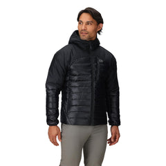 Outdoor Research Helium Down Hoodie front pocket for quick-access items on hikes.