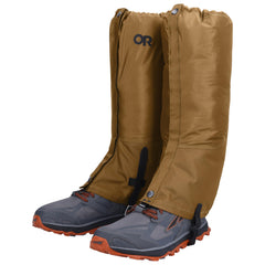 Outdoor Research Helium Gaiters front view, waterproof and windproof protection for wet weather hiking