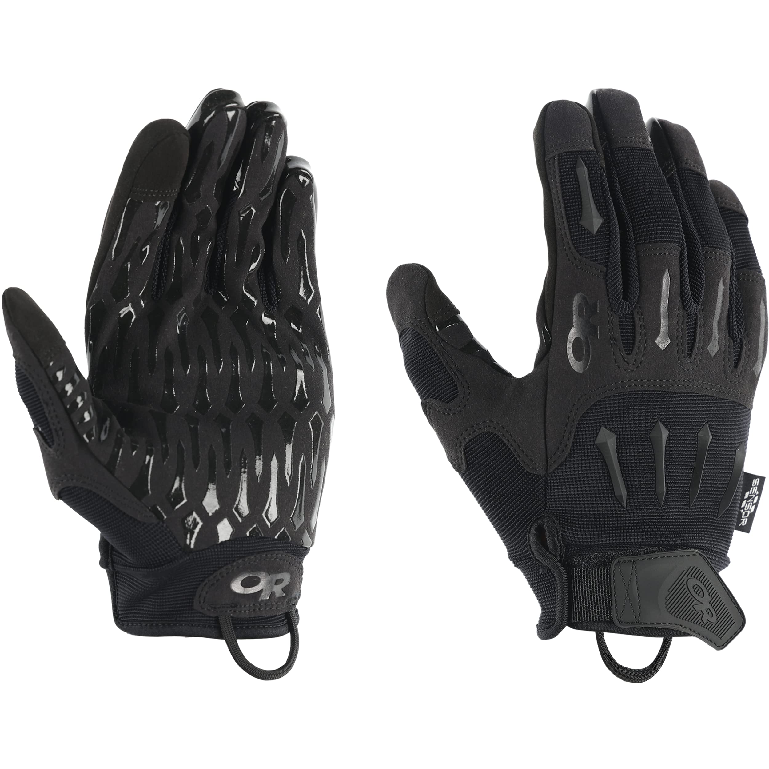 Outdoor Research Ironsight Sensor Gloves palm grip with anti-slip pads for secure handling.