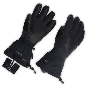 Outdoor Research Prevail gloves feature cinched gauntlet to seal out cold air.