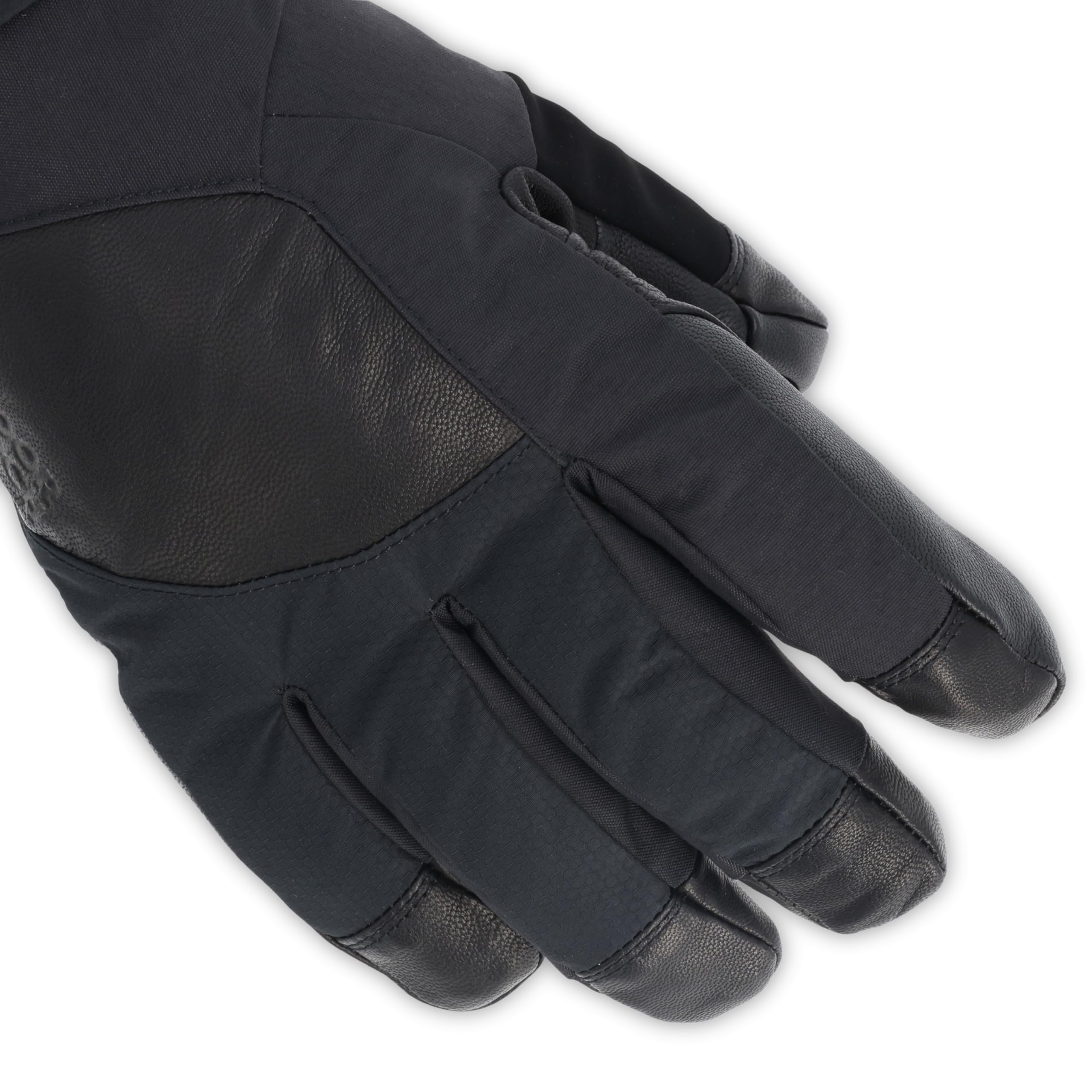 Outdoor Research Prevail heated gloves include cinchable gauntlet for wind protection.