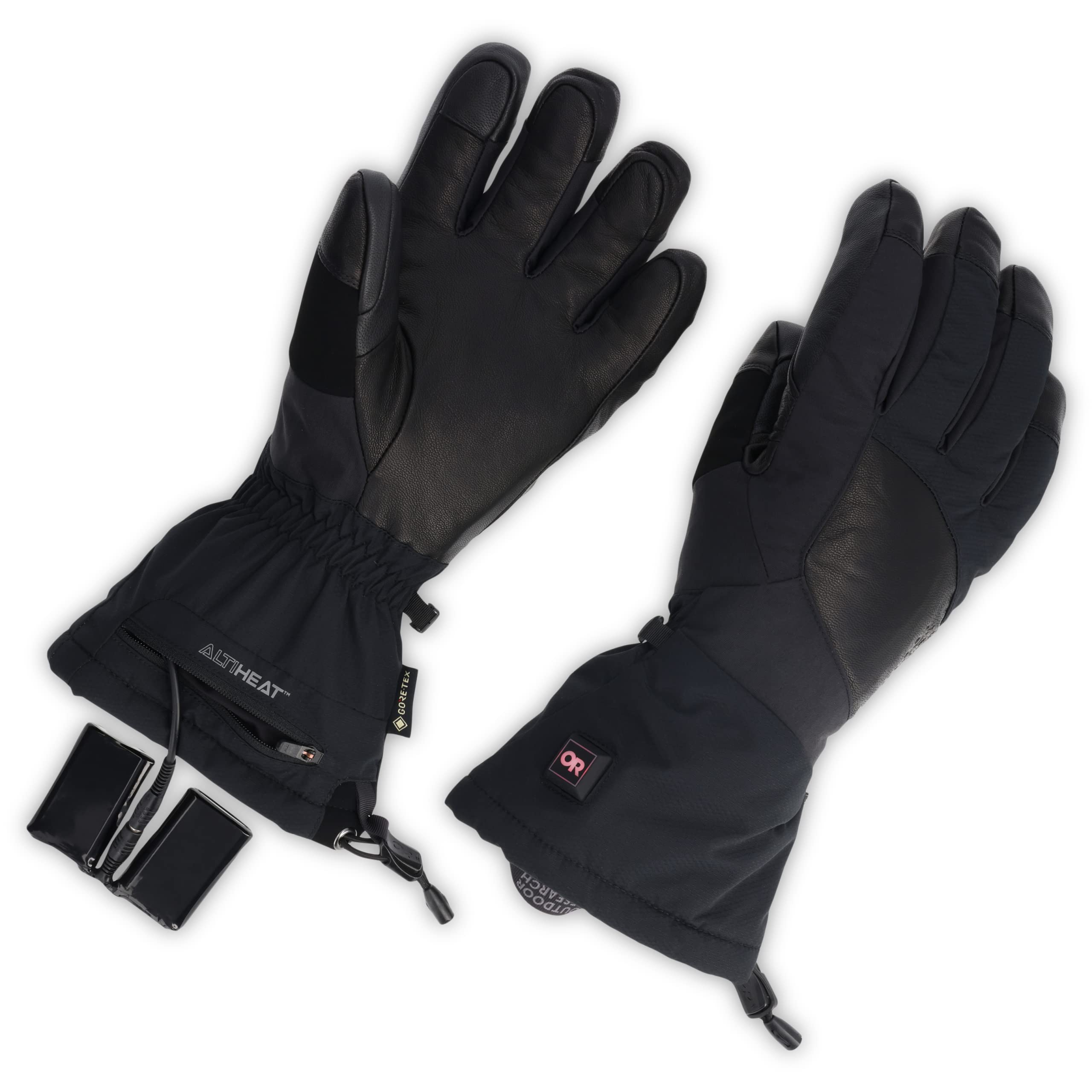 Outdoor Research Prevail heated Gore-TEX gloves, battery compartments for easy power