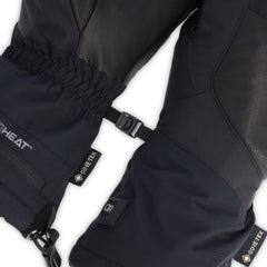 Outdoor Research Prevail heated Gore-Tex gloves show battery heat settings for on-demand warmth.