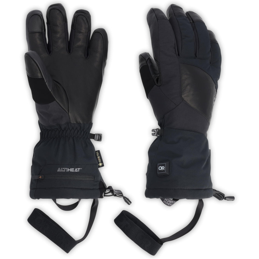 Outdoor Research Prevail heated Gore-TEX gloves, front view, warm on cold slopes