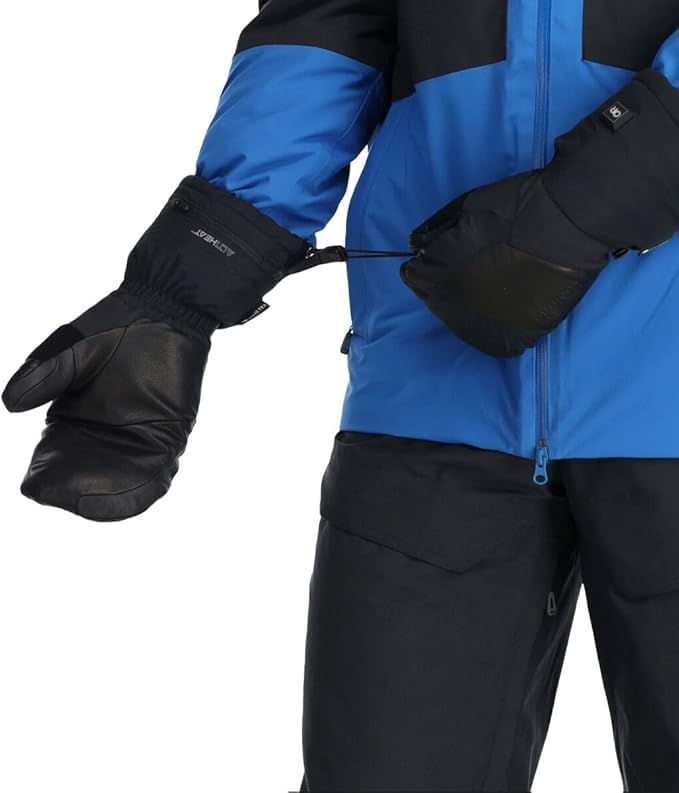 Outdoor Research Prevail heated mitts gauntlet closeup with cinchable wrist seal.