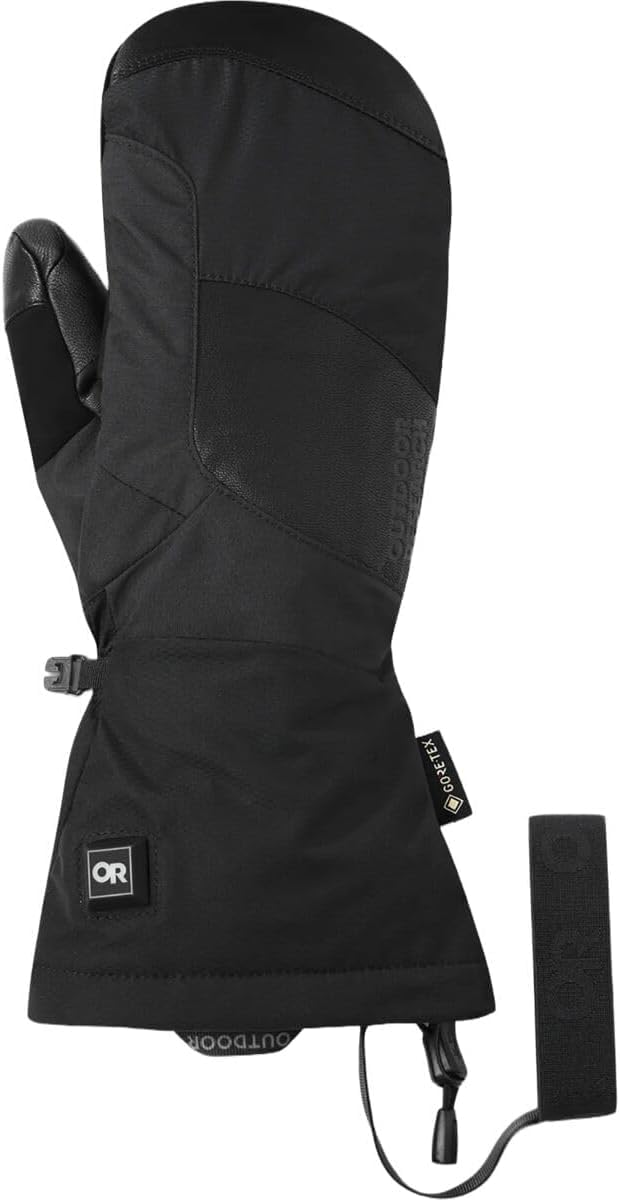 Outdoor Research Prevail heated mitts side view highlighting rugged waterproof shell.
