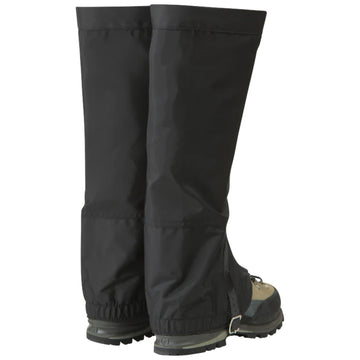 Outdoor Research Rocky Mountain High gaiters, side view, durable shell for rugged trails.