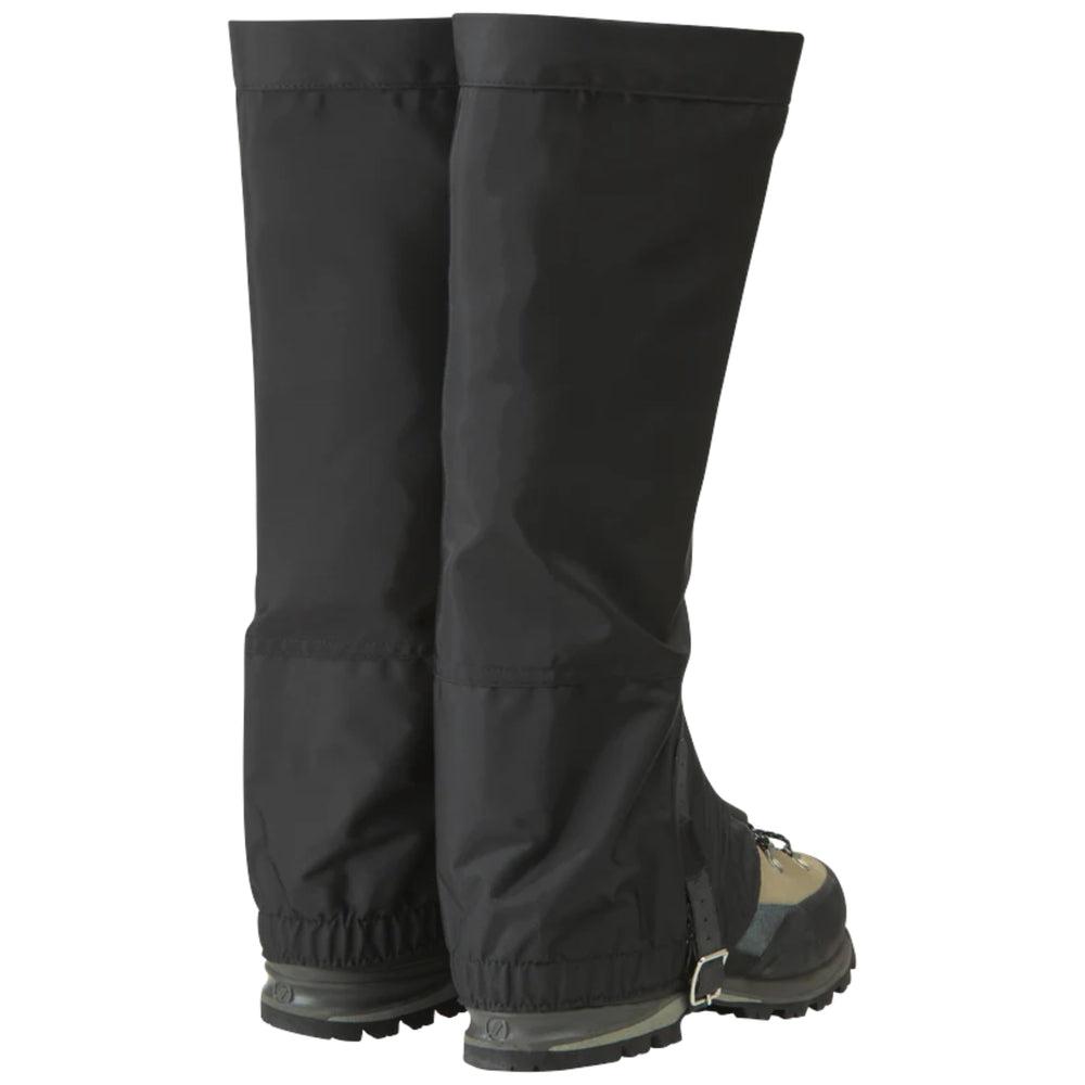 Outdoor Research Rocky Mountain High gaiters, side view, durable shell for rugged trails.
