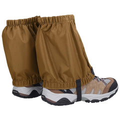 Outdoor Research Rocky Mountain Low Gaiters Coyote front view showing low profile fit for dirt and debris prevention.