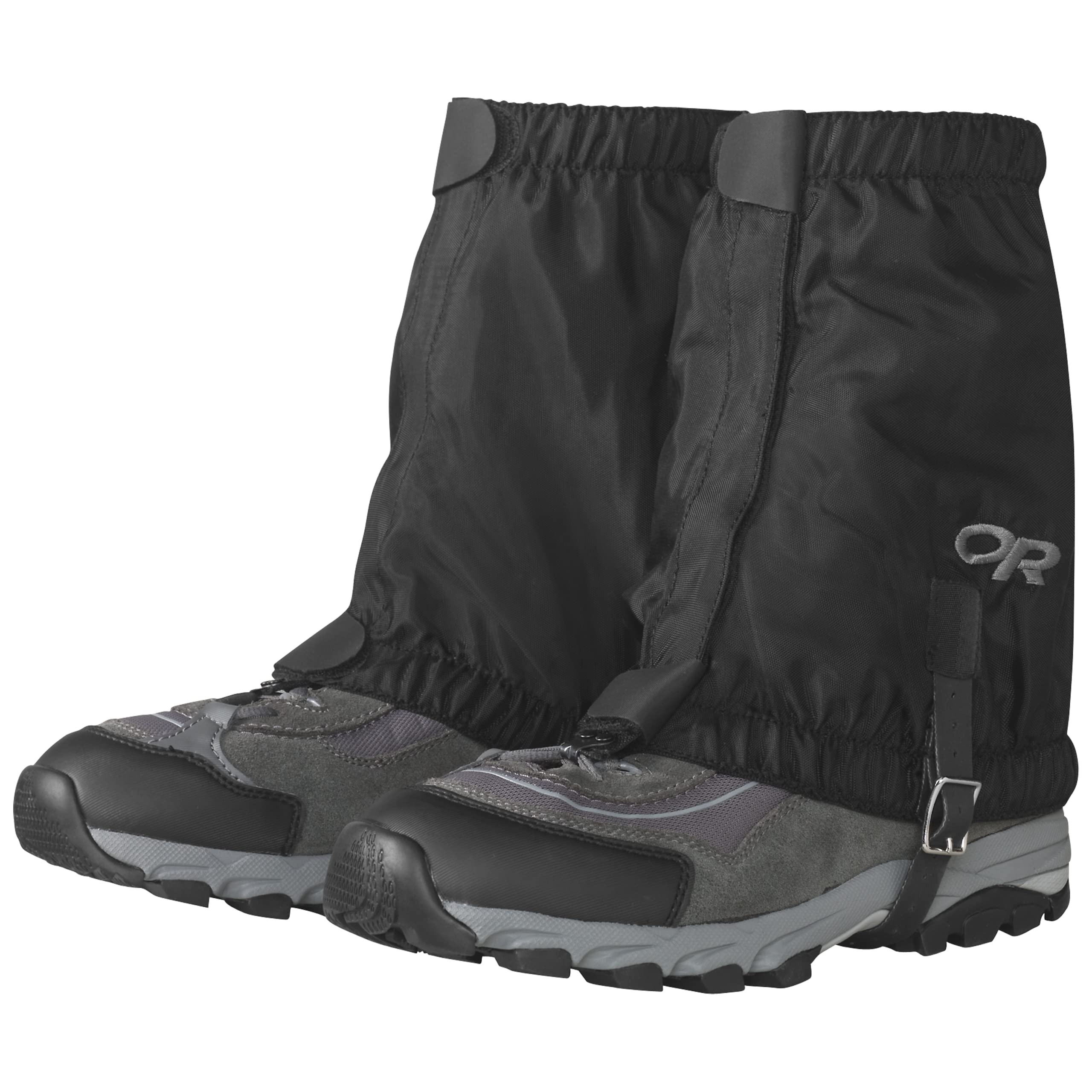 Outdoor Research Rocky Mountain Low Gaiters instep strap close-up shows durable attachment on footwear.