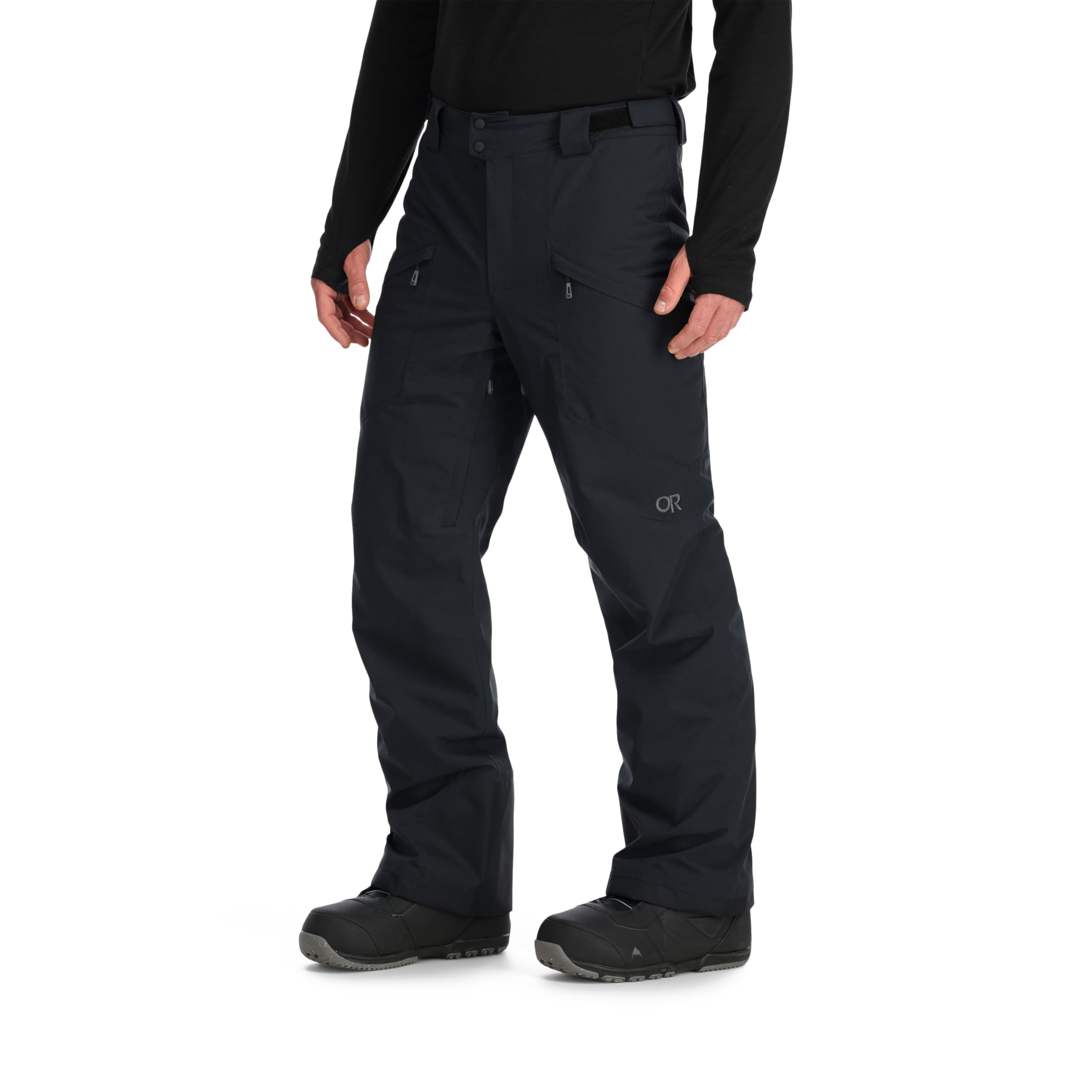 Outdoor Research Snowcrew Pants close-up detail emphasizes sturdy seams