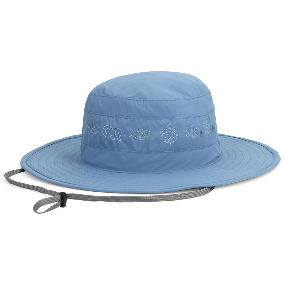 Outdoor Research Solar Roller Sun Hat embroidery detail adds stylish sun protection on outings.