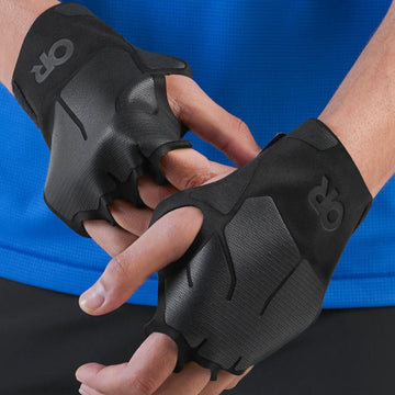 Outdoor Research Splitter II gloves with wrist attachment for secure fit in action.