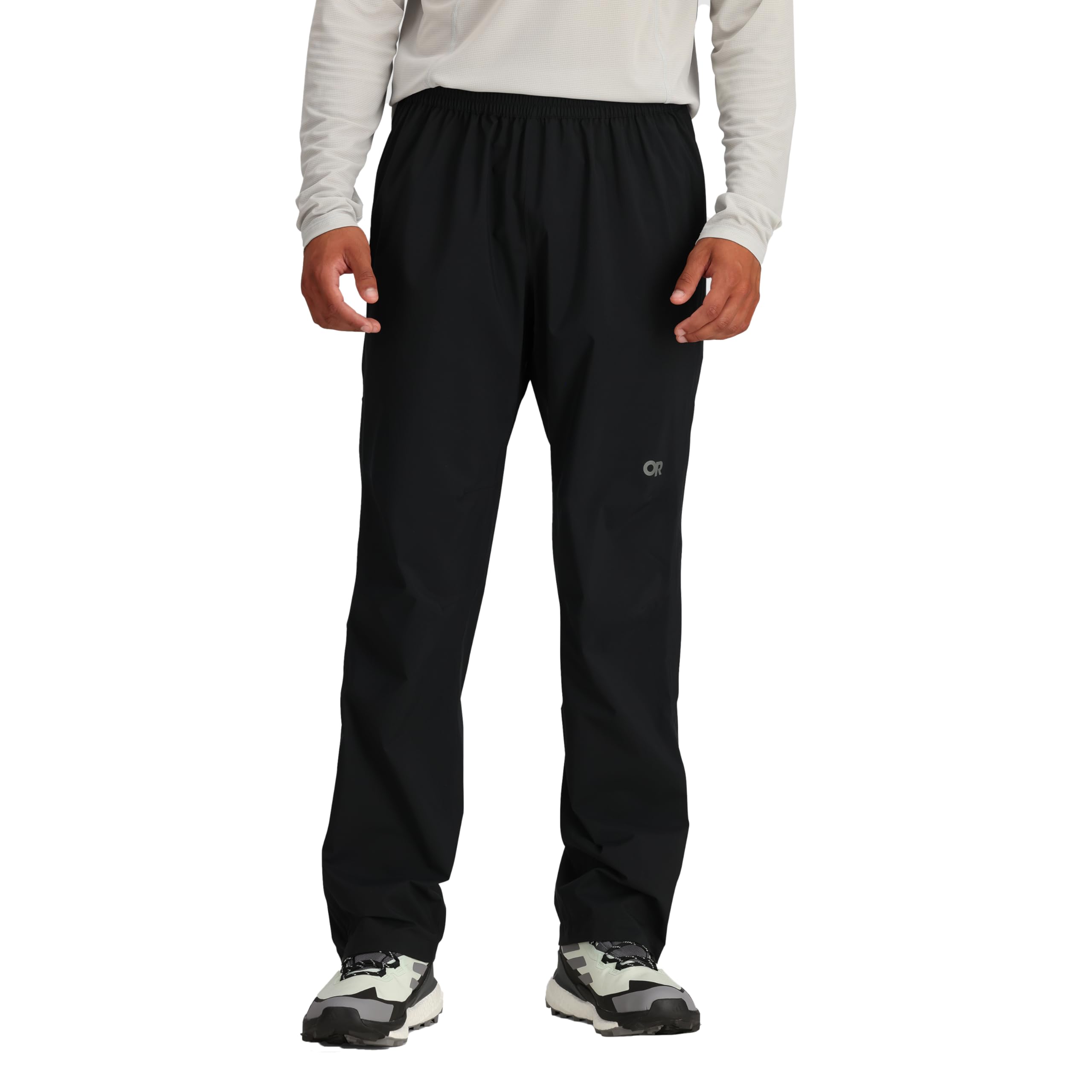 Outdoor Research Stratoburst pants front view with stretch for mobility.