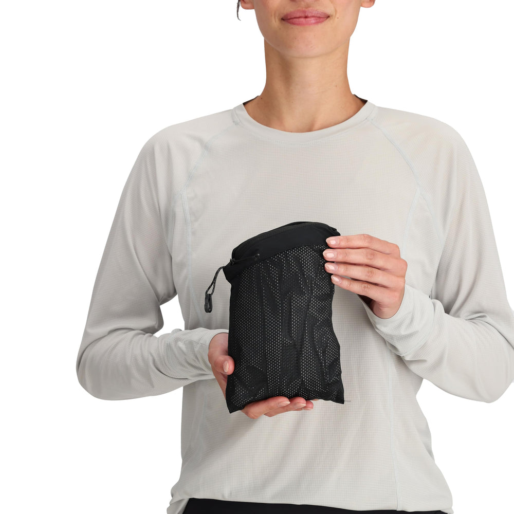 Outdoor Research Stratoburst Stretch Rain Pants worn during a trail hike.