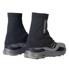 Outdoor Research Swift Run gaiters, side view, stretch fabric for secure fit on uneven terrain.