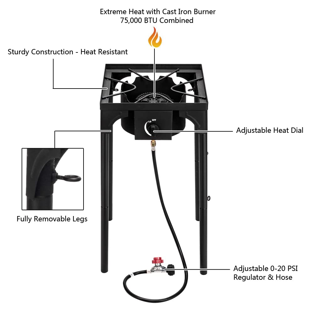 Outdoor Stove Portable Propane Burner with detachable legs for easy transport