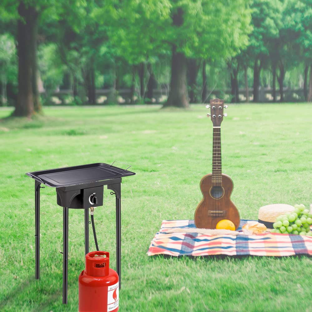 Durable weather-resistant finish on outdoor stove portable propane burner